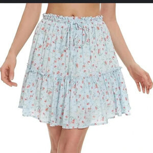 Aakaa Womens Mini Skirt High Waist Ruffle Floral Print
size S